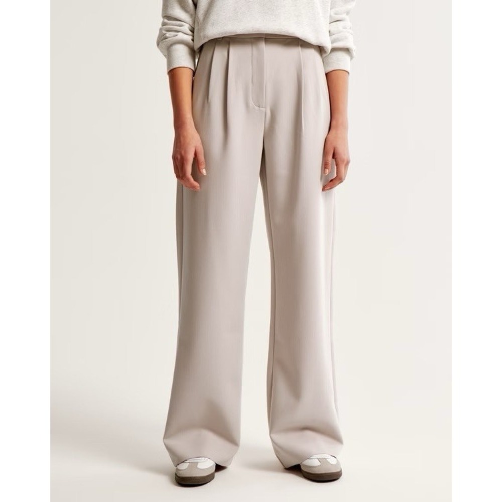 Abercrombie A&F Sloane Tailored Wide Leg Pant in Light Taupe Size 27/4L Preppy
